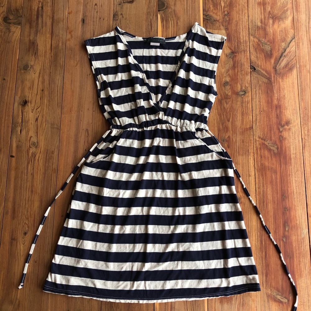 American City Wear Navy/Off White Striped coverup